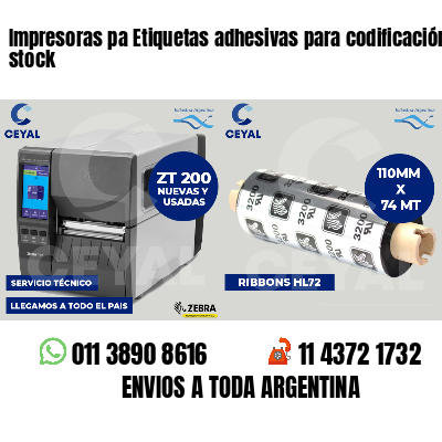 Impresoras pa Etiquetas adhesivas para codificación stock