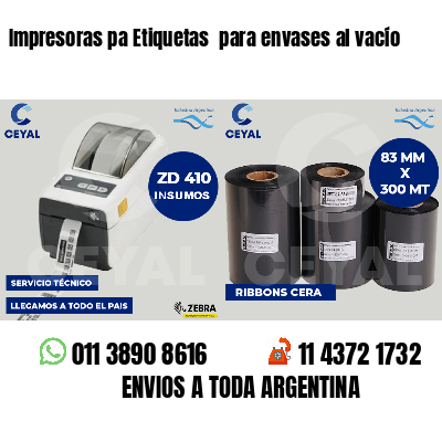 Impresoras pa Etiquetas para envases al vacío