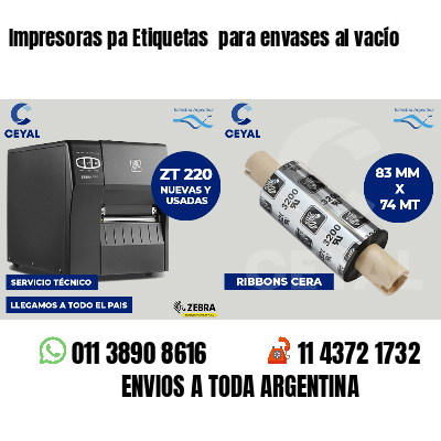 Impresoras pa Etiquetas  para envases al vacío 