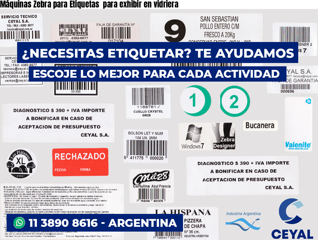 Máquinas Zebra para Etiquetas  para exhibir en vidriera 