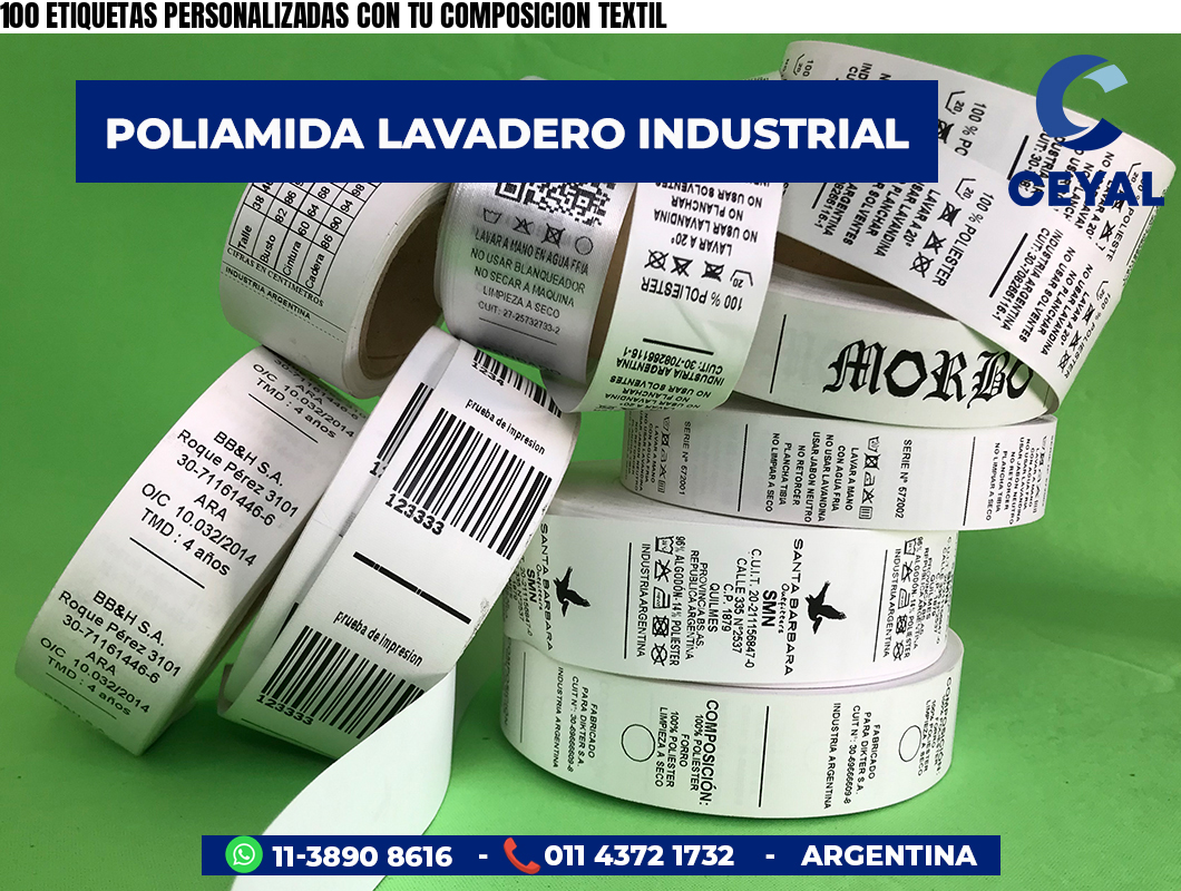 100 ETIQUETAS PERSONALIZADAS CON TU COMPOSICION TEXTIL