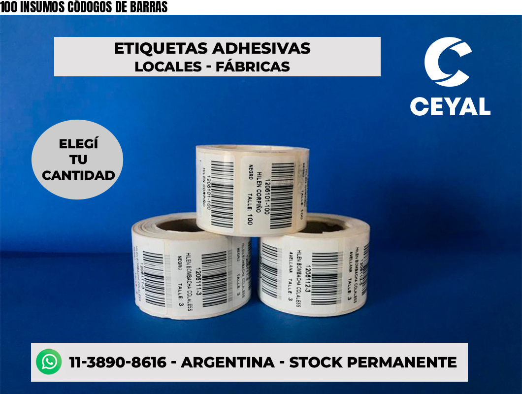 100 INSUMOS CÓDOGOS DE BARRAS