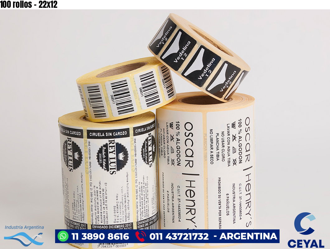 100 rollos - 22x12