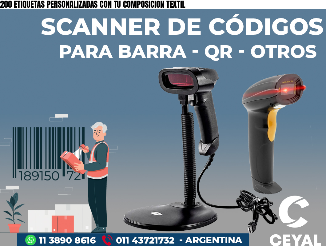 200 ETIQUETAS PERSONALIZADAS CON TU COMPOSICION TEXTIL