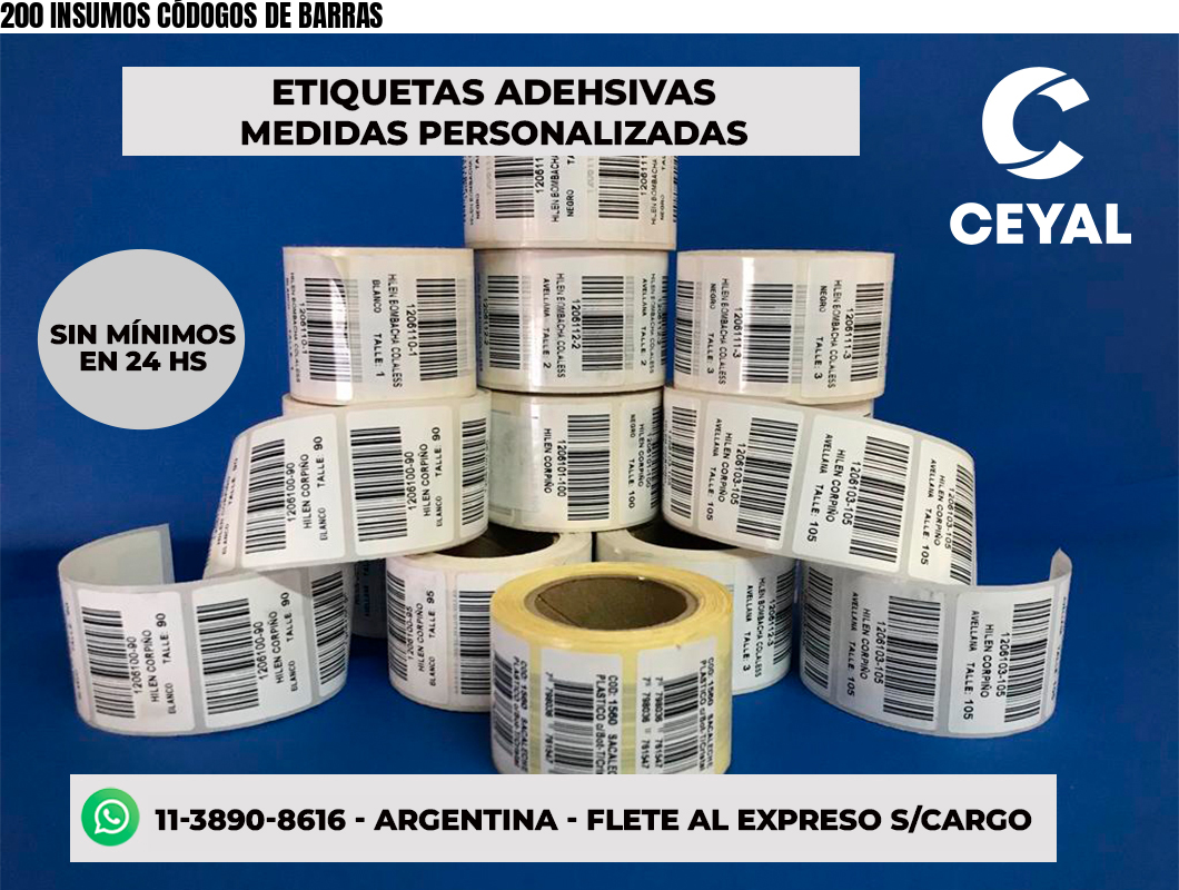 200 INSUMOS CÓDOGOS DE BARRAS