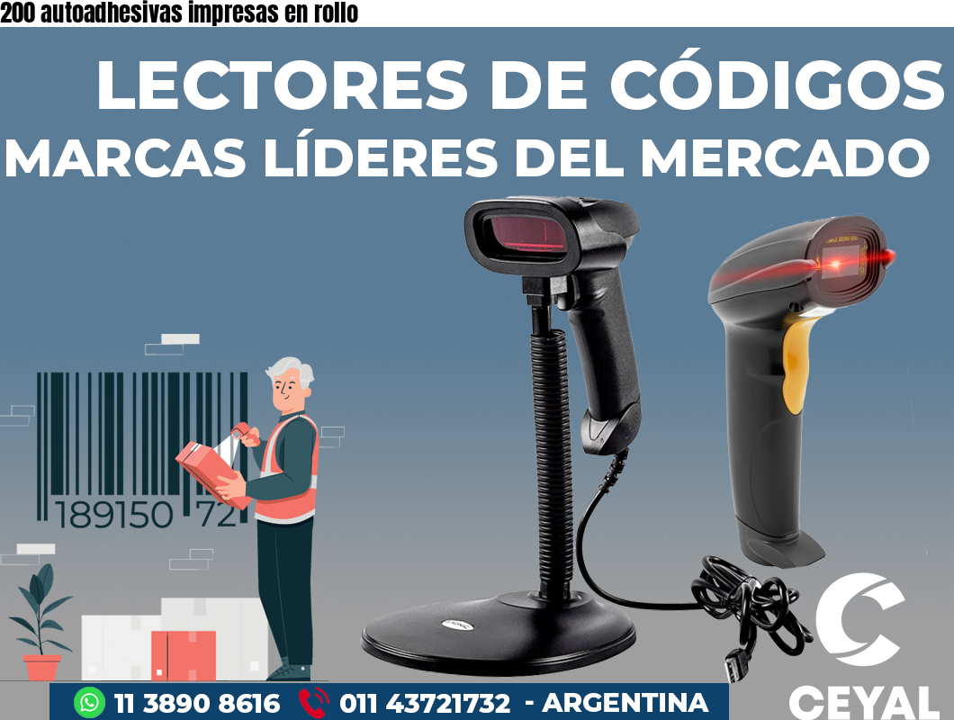 200 autoadhesivas impresas en rollo