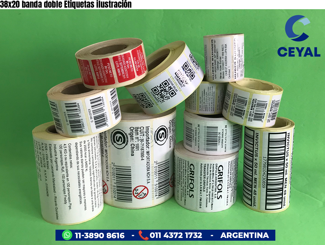 38x20 banda doble Etiquetas ilustración