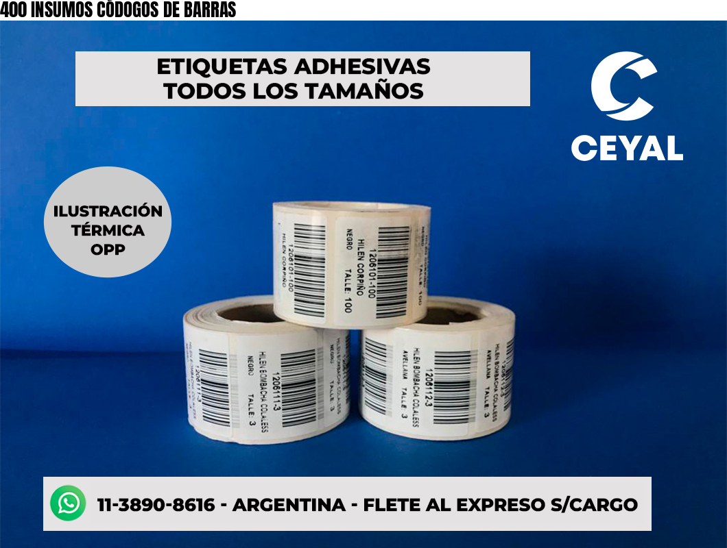 400 INSUMOS CÓDOGOS DE BARRAS