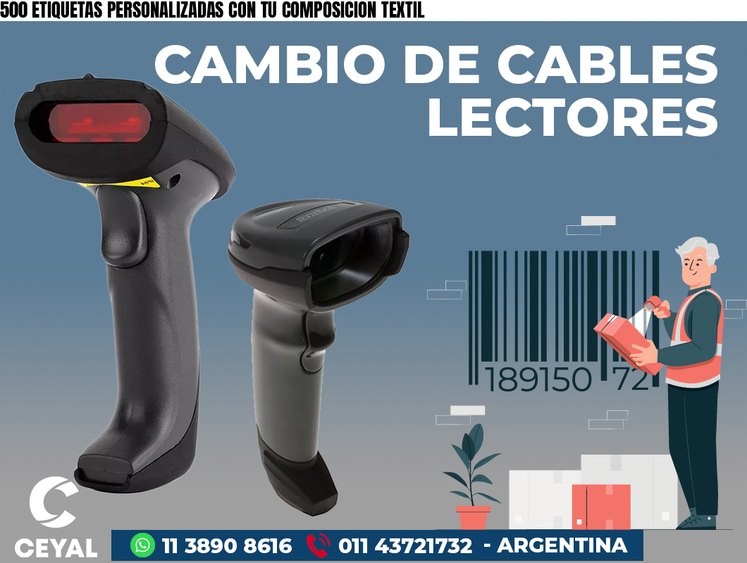 500 ETIQUETAS PERSONALIZADAS CON TU COMPOSICION TEXTIL