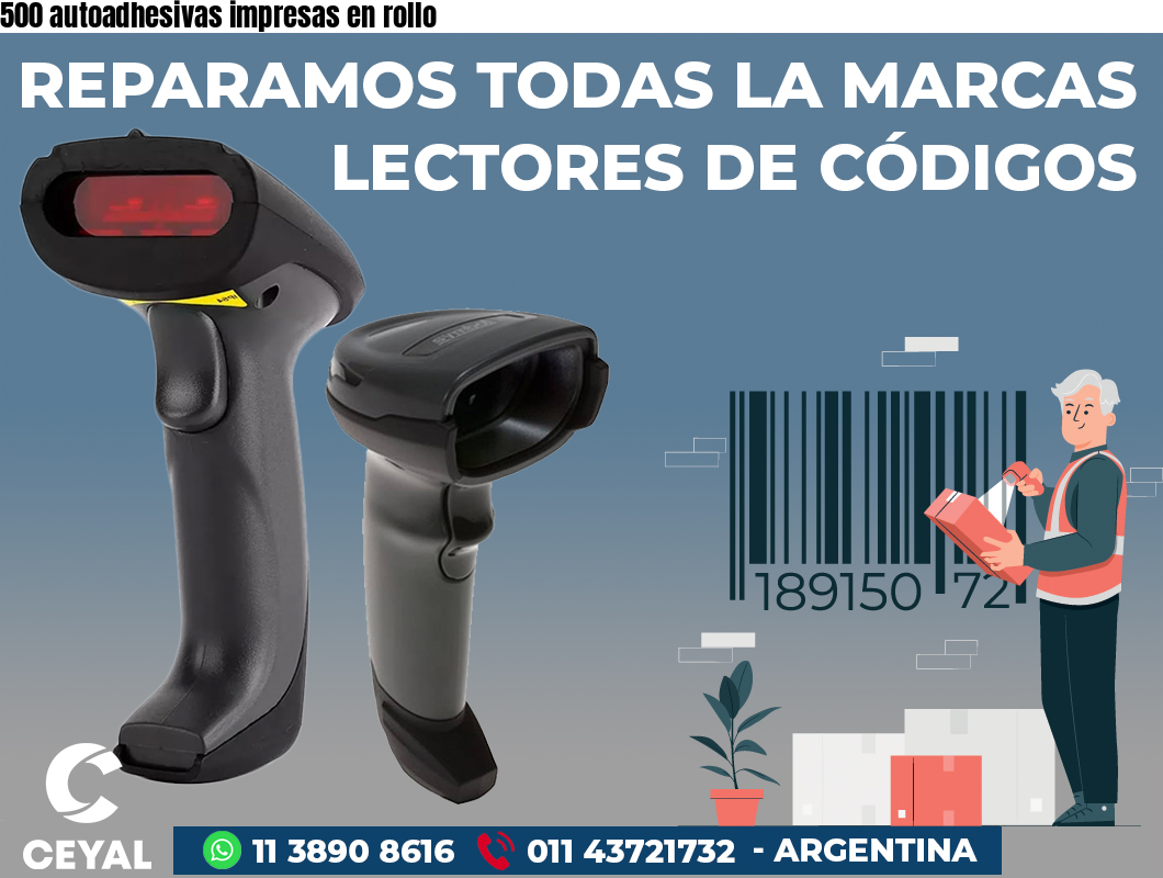 500 autoadhesivas impresas en rollo