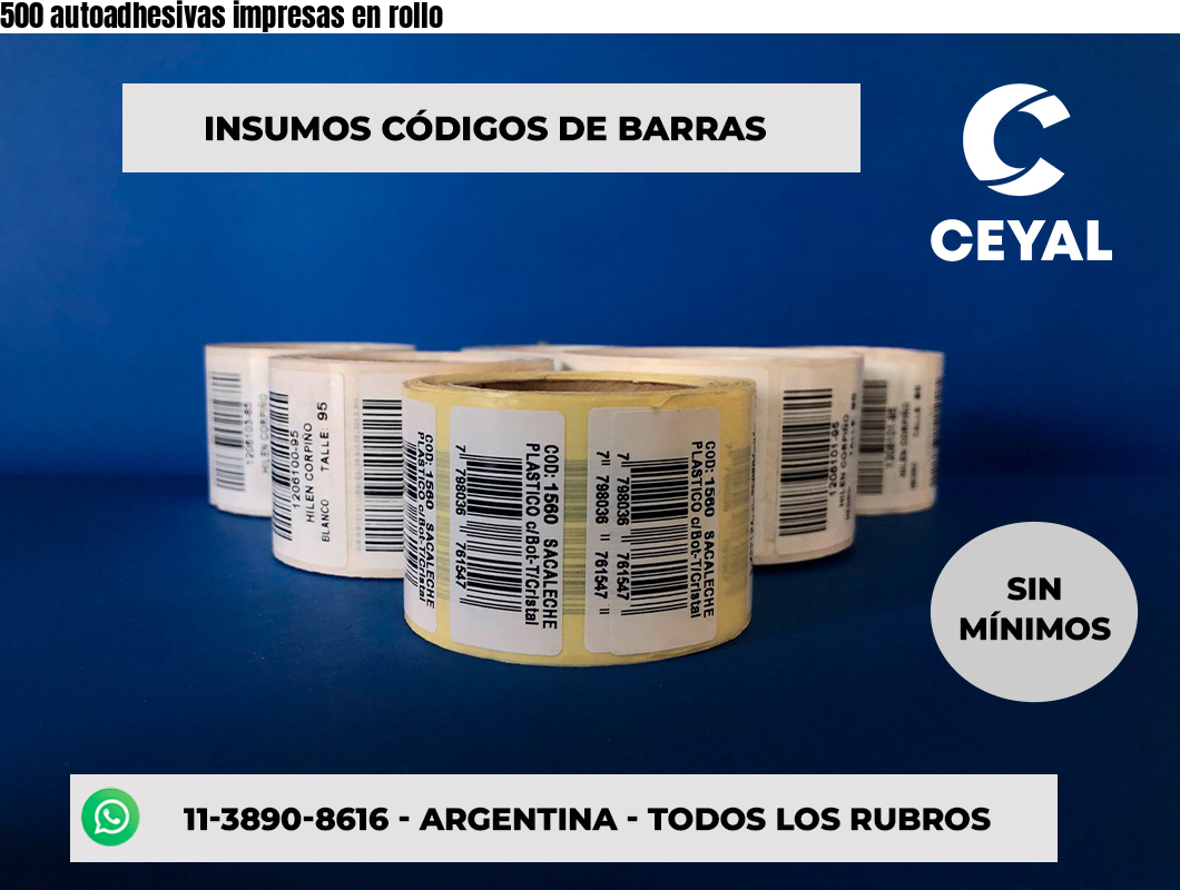 500 autoadhesivas impresas en rollo