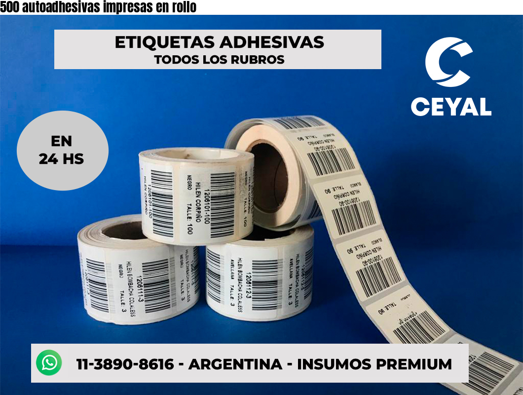 500 autoadhesivas impresas en rollo