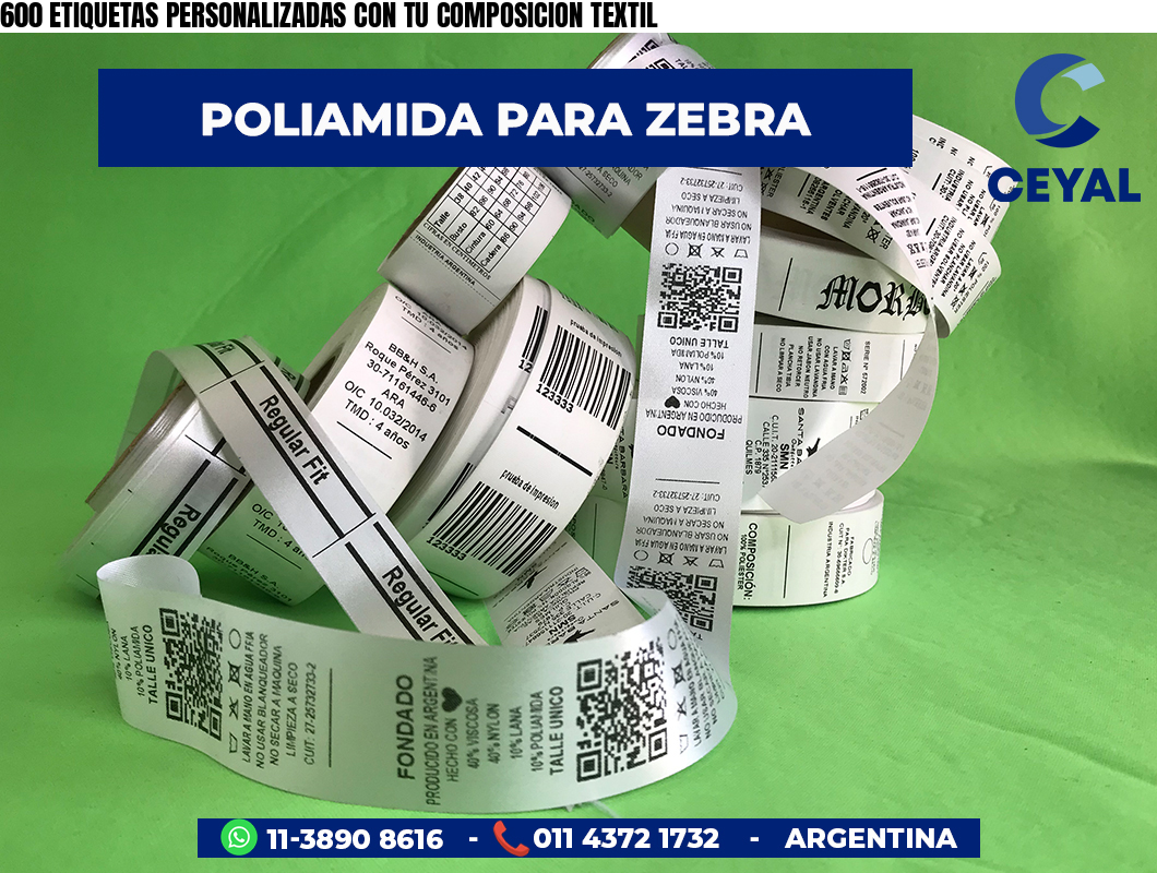 600 ETIQUETAS PERSONALIZADAS CON TU COMPOSICION TEXTIL