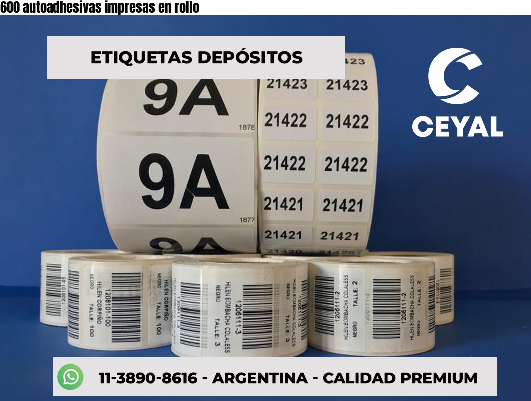 600 autoadhesivas impresas en rollo