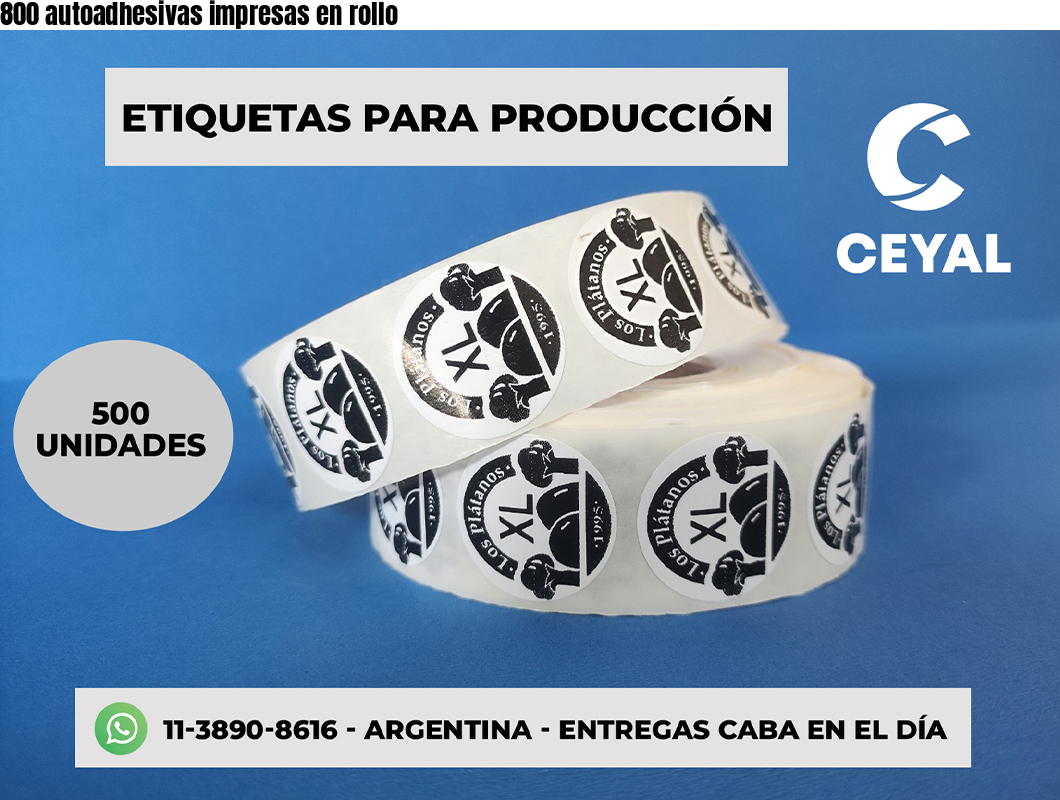 800 autoadhesivas impresas en rollo
