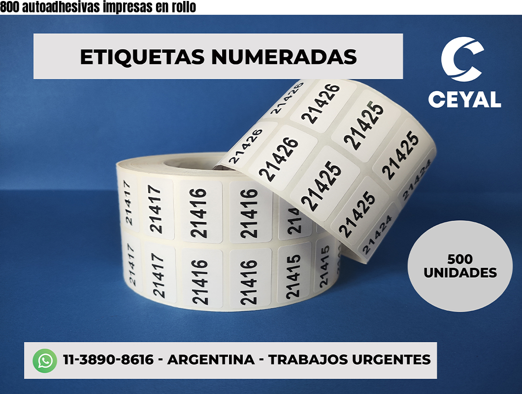 800 autoadhesivas impresas en rollo
