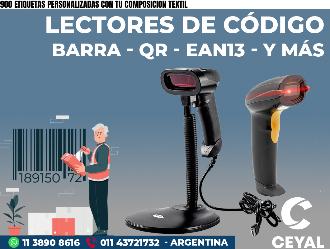 900 ETIQUETAS PERSONALIZADAS CON TU COMPOSICION TEXTIL