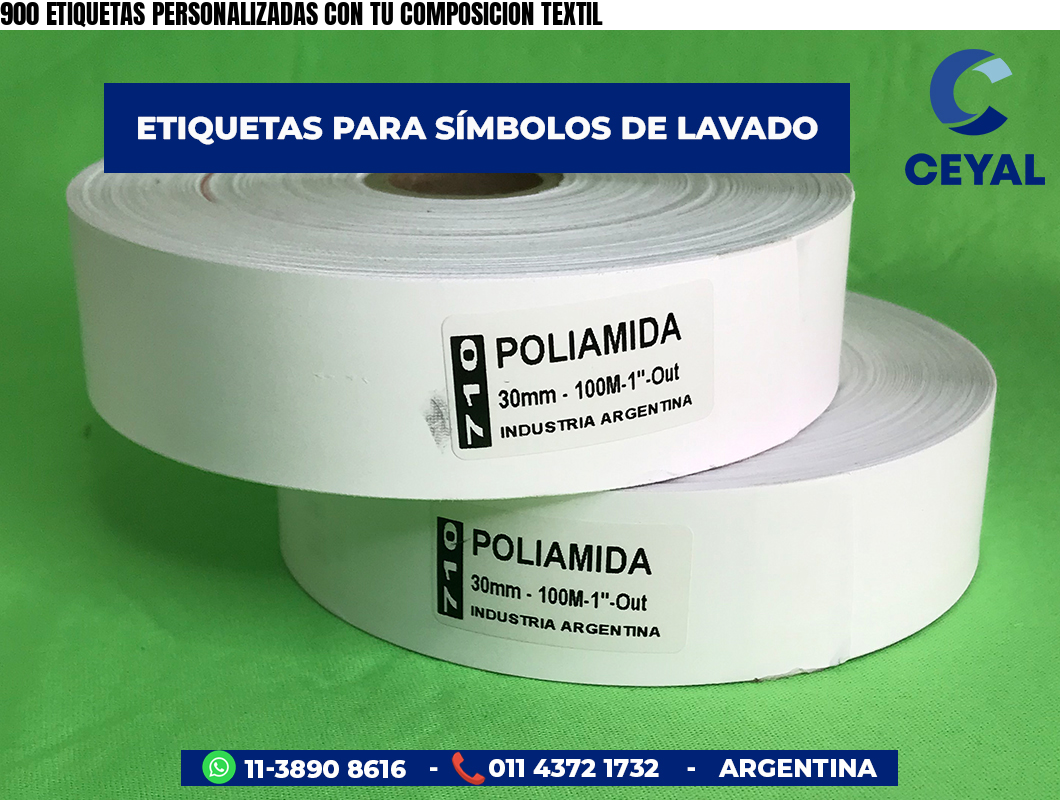 900 ETIQUETAS PERSONALIZADAS CON TU COMPOSICION TEXTIL