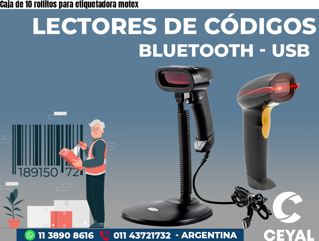 Caja de 10 rollitos para etiquetadora motex