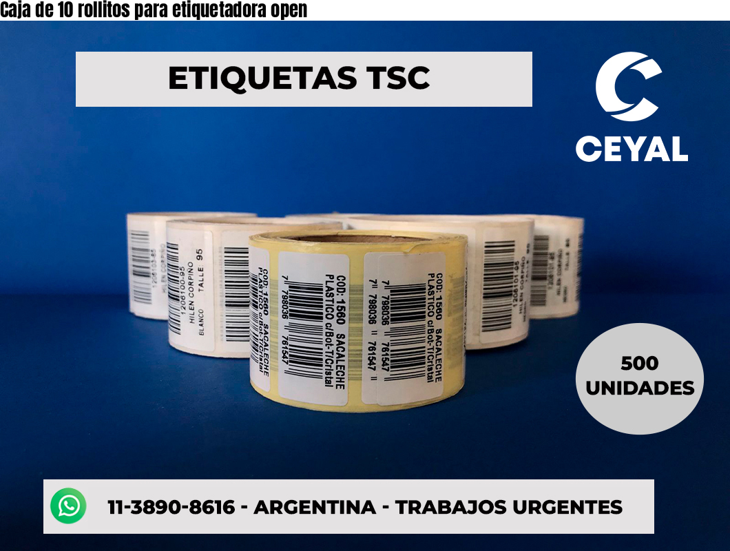 Caja de 10 rollitos para etiquetadora open