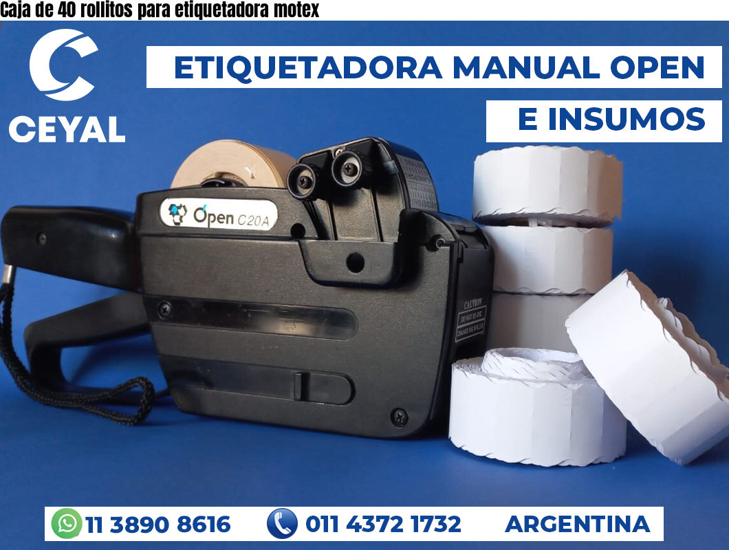 Caja de 40 rollitos para etiquetadora motex