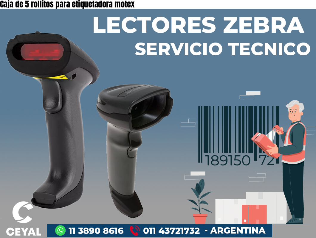 Caja de 5 rollitos para etiquetadora motex