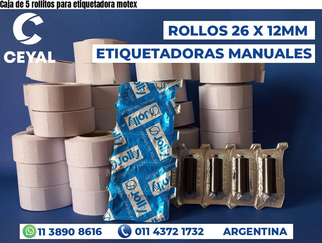 Caja de 5 rollitos para etiquetadora motex