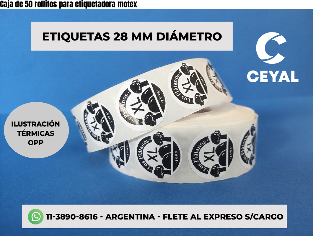 Caja de 50 rollitos para etiquetadora motex