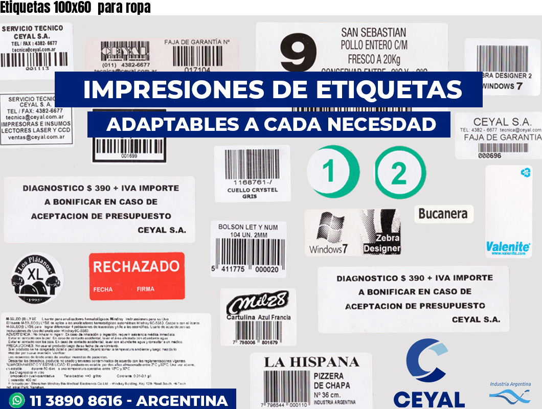 Etiquetas 100x60 para ropa