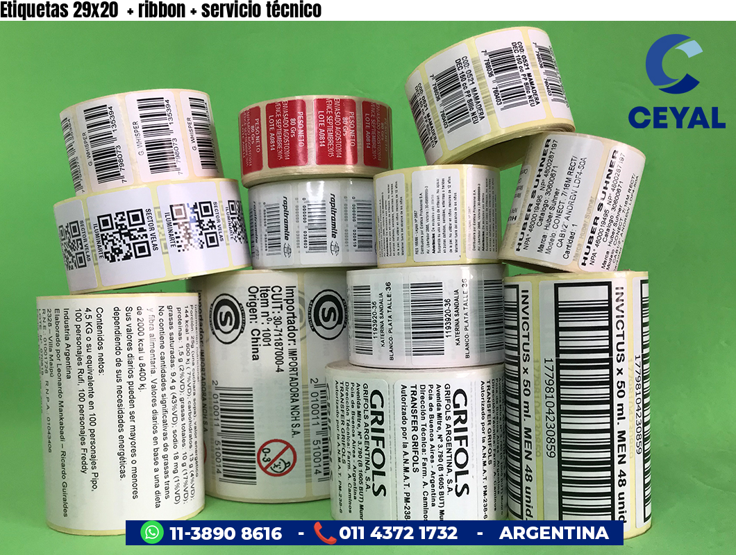 Etiquetas 29x20 ribbon servicio técnico