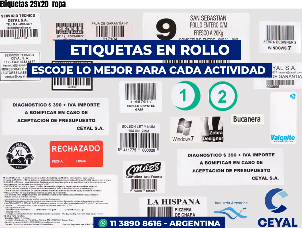 Etiquetas 29x20 ropa