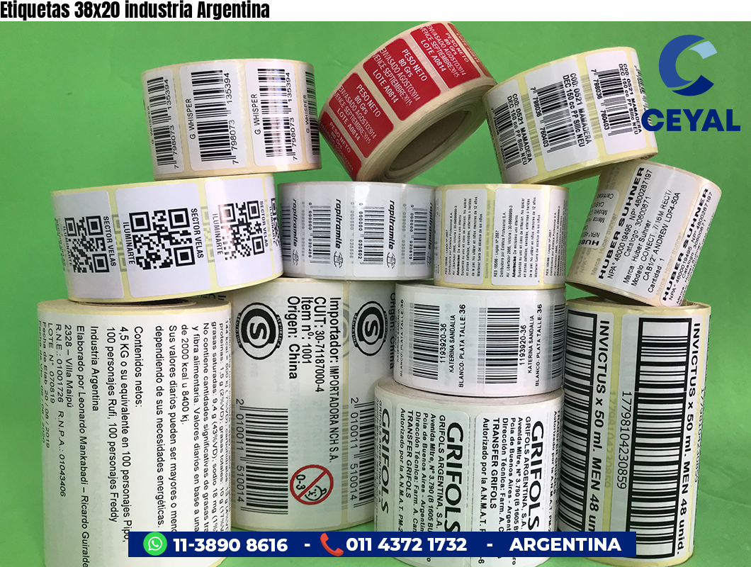 Etiquetas 38x20 industria Argentina
