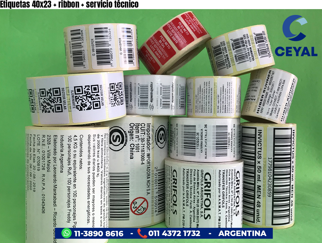 Etiquetas 40x23 ribbon servicio técnico