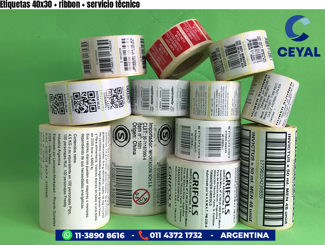 Etiquetas 40x30 ribbon servicio técnico