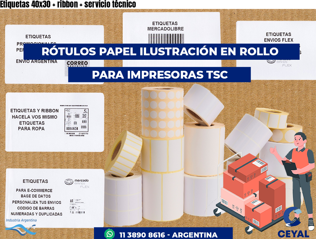 Etiquetas 40x30 ribbon servicio técnico