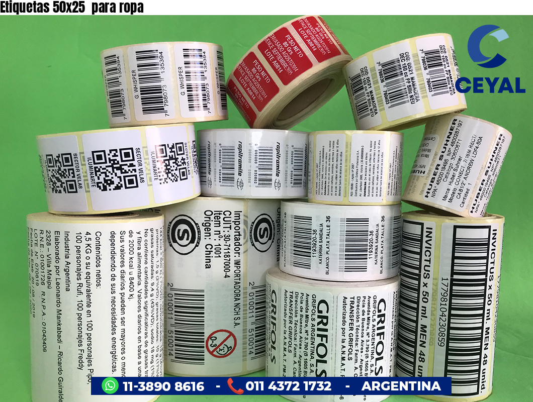 Etiquetas 50x25 para ropa