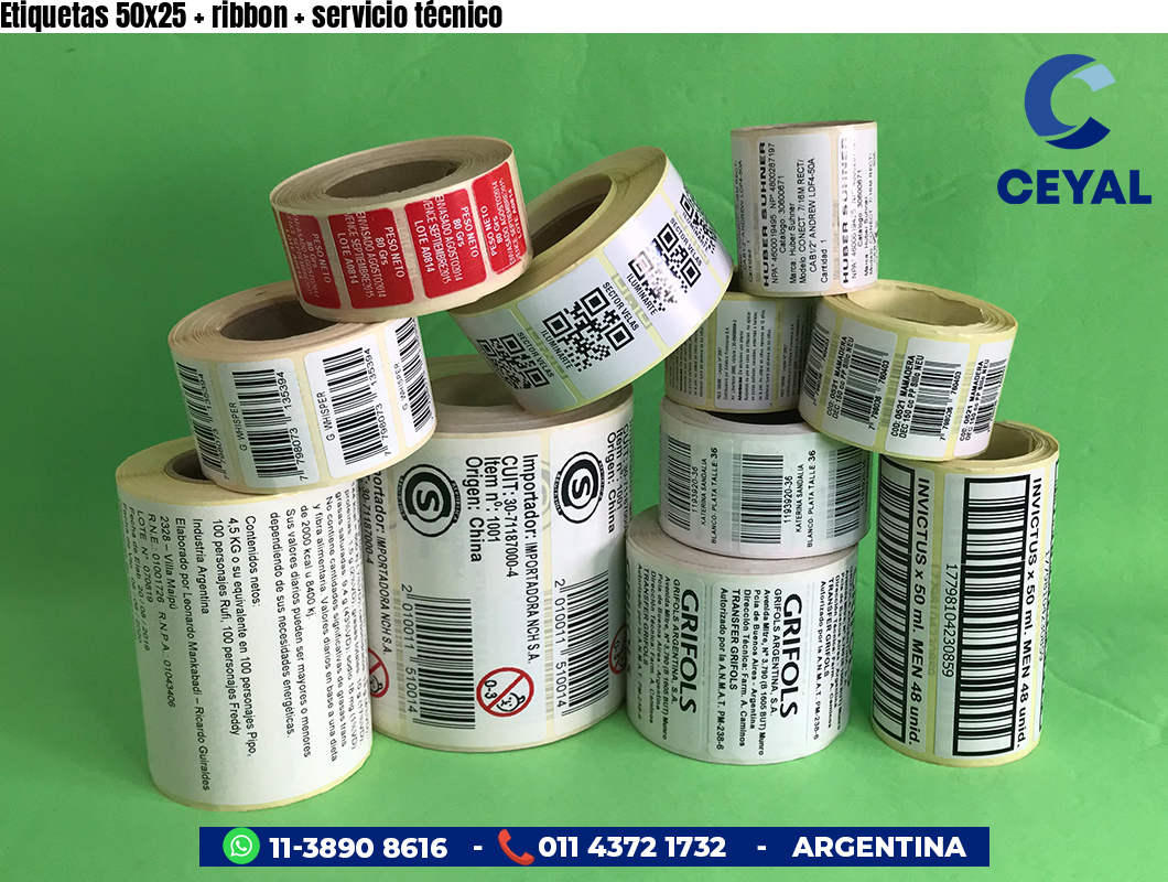 Etiquetas 50x25 ribbon servicio técnico