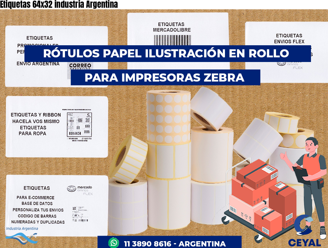 Etiquetas 64x32 industria Argentina