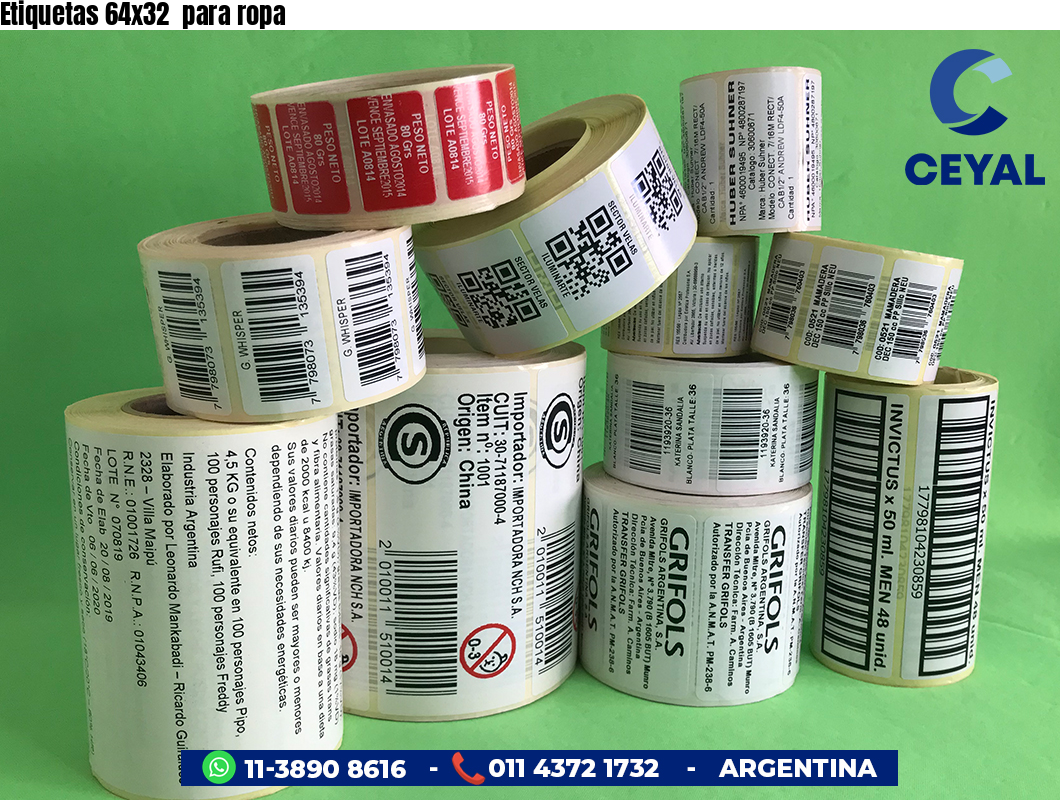 Etiquetas 64x32 para ropa