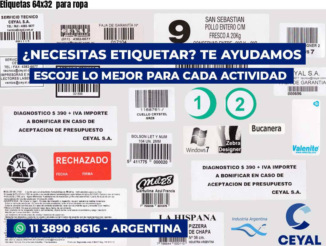 Etiquetas 64x32 para ropa