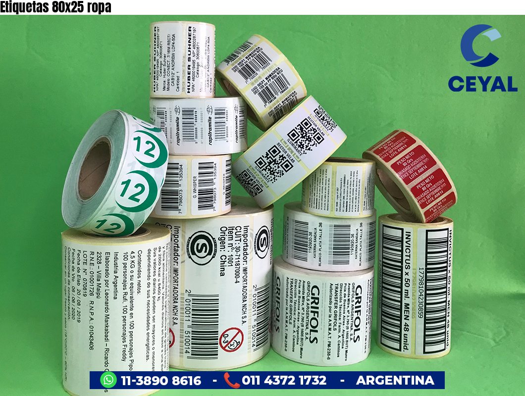 Etiquetas 80x25 ropa