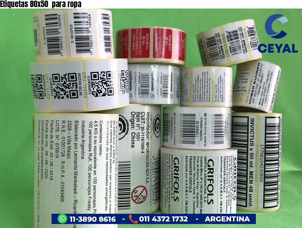 Etiquetas 80x50  para ropa