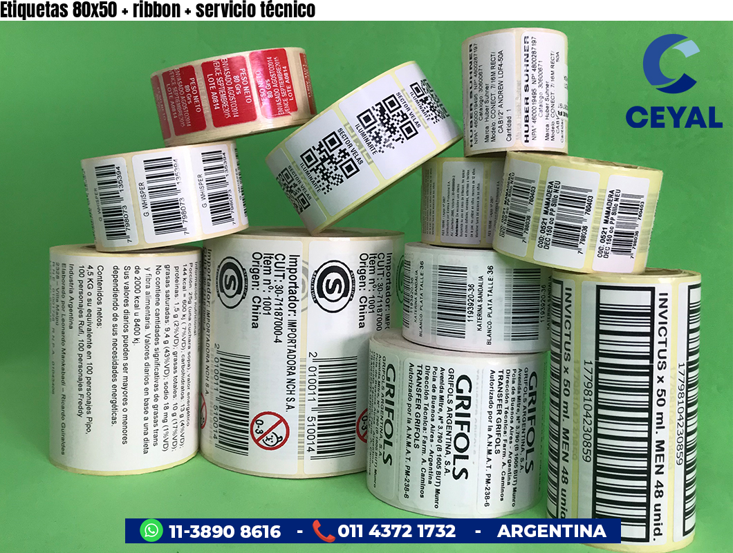 Etiquetas 80x50 ribbon servicio técnico