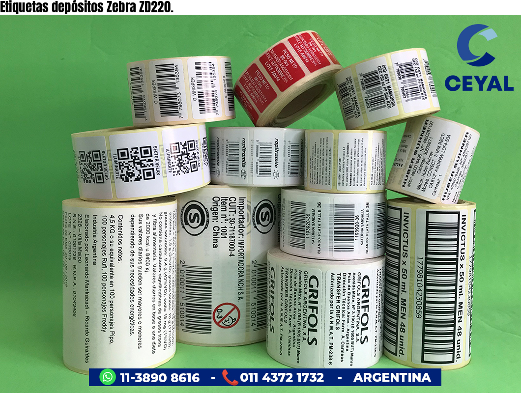Etiquetas depósitos Zebra ZD220.
