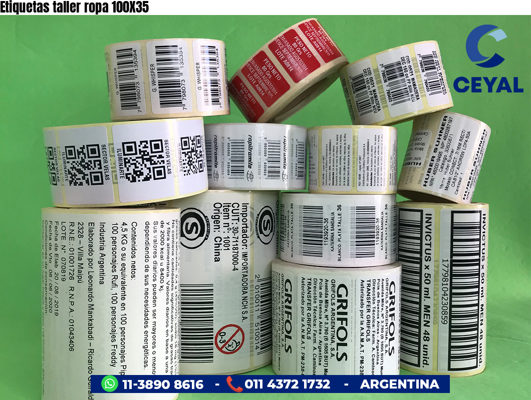 Etiquetas taller ropa 100X35