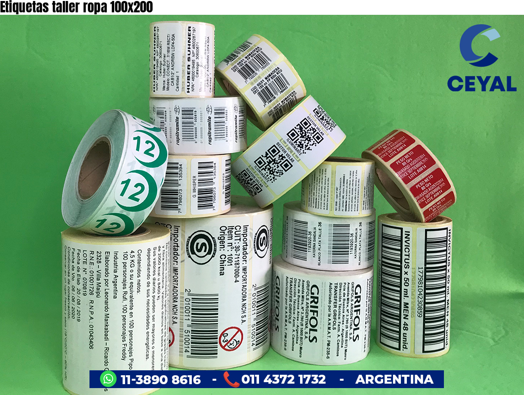 Etiquetas taller ropa 100x200