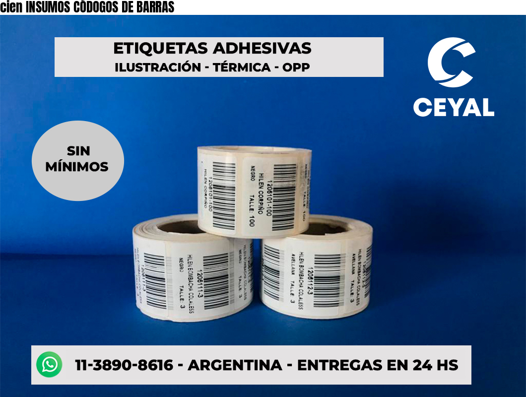 cien INSUMOS CÓDOGOS DE BARRAS