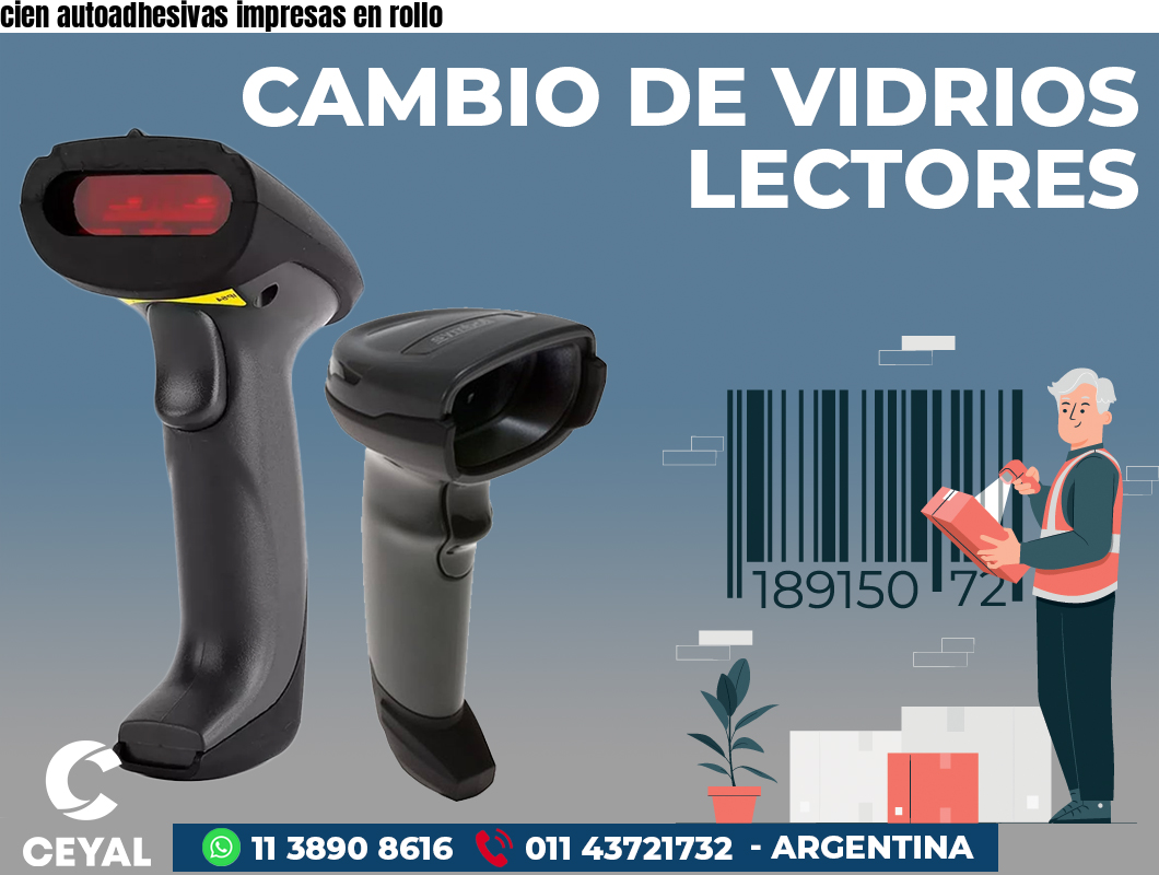 cien autoadhesivas impresas en rollo