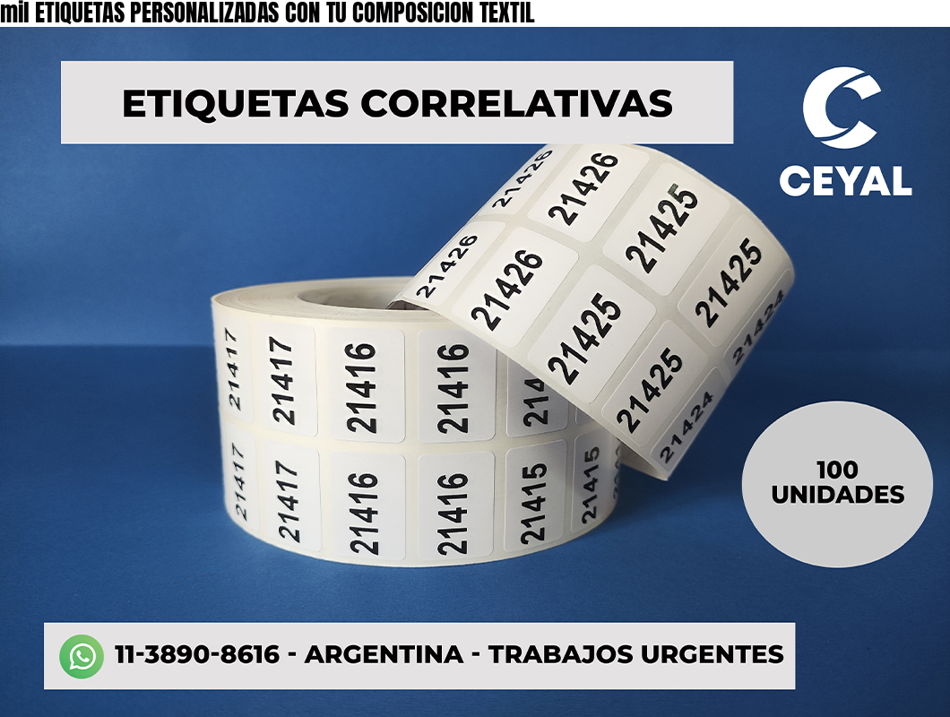 mil ETIQUETAS PERSONALIZADAS CON TU COMPOSICION TEXTIL