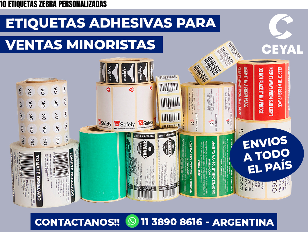 10 ETIQUETAS ZEBRA PERSONALIZADAS
